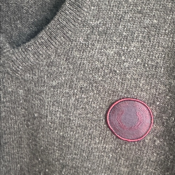 Fred Perry Charcoal V-Neck Sweater - Picture 4 of 7